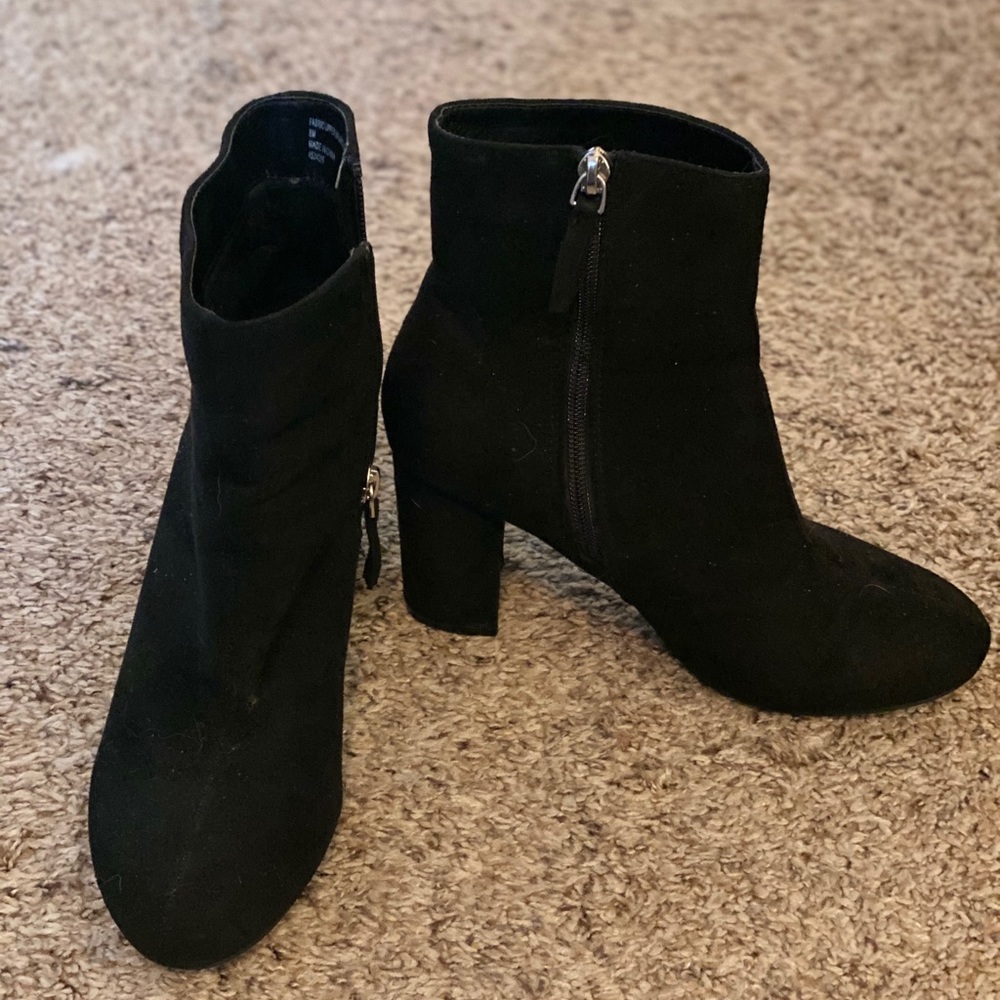 Black suede booties